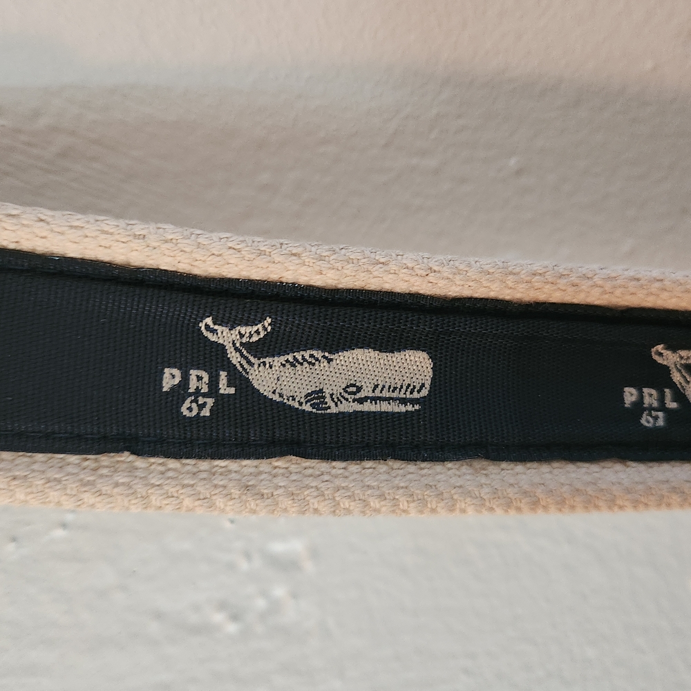 Polo Ralph Lauren Gold and Black Canvas Belt with Alligator Design